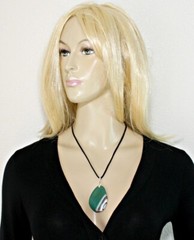 Agate Stone Statement Pendant Necklace Green Semi Sheer White & Brown Waves BOHO