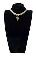 Handmade Crochet Adjustable Choker Necklace With Heart Shape Pendant 13″ To 15″