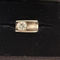 Sterling Silver Tension Set Round CZ, Square Frame Ring 925 Mexico, Size 6 RARE