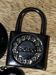 Bebe Branded Padlock Jewelry Lot Of 3 Pendant Punk Steampunk Black Heart Silver