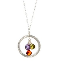 Sterling Silver Circle Ametheyst, Peridot and Garnet Necklace 16″-18″
