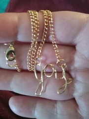 14k Gold Filled GF Joy Word Wire Pendant Plate Chain Necklace Name Bible Verse