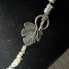 Artisan Beaded Necklace Blue Dragonfly Ceramic Tile Pendant Blue Stones & Shells