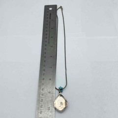 Sterling Silver 925 Turquoise Mosaic Inlay Pendant Necklace 18″ Snake Chain 15g