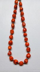 Orange Coral 18″ Necklace w/ Silver Bead Accents And Hook Closure