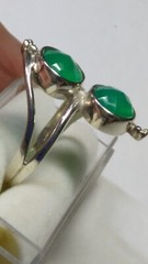 APPEALING TWIN SEA GREEN CHALCEDONY IN STERLING SILVER 925 RING SIZE 9.75-10.-0!
