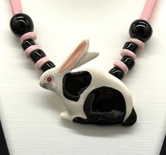 Ruby Z porcelain bead bunny rabbit necklace by Candace Loheed