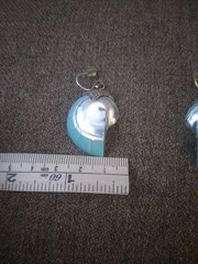 Nautilus Shell Earrings 925 Silver Frech Hooks Blue Green Bold Ocean MOP