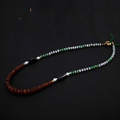 Hessonite Garnet Pumpkin Beads Necklace Chrysoprase Beaded Necklace Black Spinel