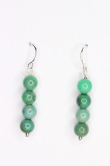 Agate Earrings 6mm Ball Natural Green Gemstone 925 Sterling Silver 1 1/2″