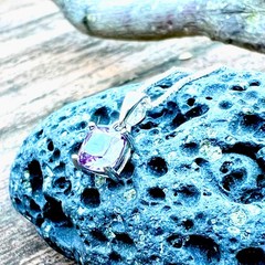 Lab Made Color Change Alexandrite Pendant, Sterling Silver, June Birthstone