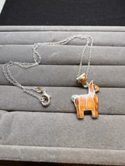 Peruvian Artistry Multi Gemstone Orange Llama Pendant With Sterling Silver 18 In