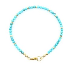 3mm Round Arizona Turquoise & Gold Fill or Silver Bead Bracelet, Woman’s Jewelry