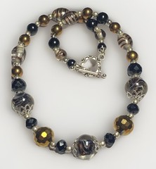 Artisan Handcrafted Art Deco Lampwork Glass Jewelry Amber fromChaos Necklace #12