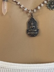 Love Heals Unisex White Glass Beaded Sterling Silver with 4 Pendant Charms 16′