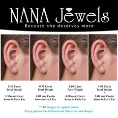 NANA Simulated Stud Earrings Round Sterling Silver Hypoallergenic 0.30-8.00ct