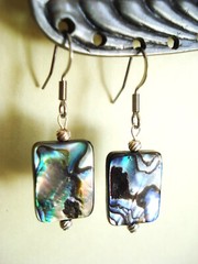 1 1/2″ Drop Dangle Abalone Round Coin Earrings different color every turn #1