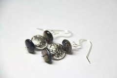 Iolite Dark Blue Roundel 10mm Gemstone Earrings .925 Sterling Silver 1 1/2″ Hook