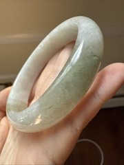 Grade A Untreated Myanmar Burma Jadeite Bangle 58 Mm 純天然翡翠A貨 種水糯冰飄色