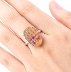Nature Fluorite Pixiu Adjustable Ring