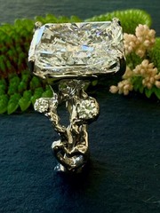 10.8 CT Long Radiant Cut Diamond Twig Engagement Ring. organic nature inspired