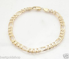 8″ 6mm Ladies Royal Figaro Bracelet Real Solid 14K Yellow Gold Great Gift Idea