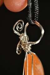 CARNELIAN Pendant 5.8cm 11g +Cord *SILVER* Handmade Wire Wrapped Healing Crystal