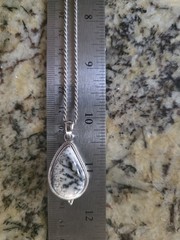 Vintage Danecraft Sterling Silver Dendritic Opal Pendant Necklace Whimsigoth