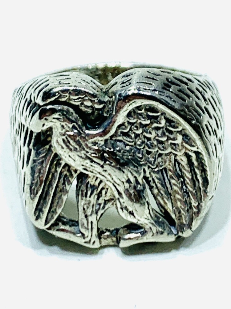925 Sterling Silver Walking Eagle 1984 American Biker Ring Size 11.25 1980’s