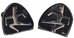 L C MEXICO STERLING SILVER STUDIO ARTISAN MID CENTURY MODERN FIGURE EARRINGS