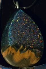 Handcrafted Resin Wood Teardrop Pendant Necklace Blue Multicolor Cord Nature Art