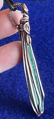 Malachite ~ Handmade copper wire wrapped pendant 6p