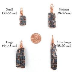 Raw Black Tourmaline Crystal Pendant Necklace, Copper Wire-Wrapped, Handmade