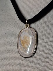 Australian White Opal Hand Carved Heron Pendant On Black Velvet Choker 14/20 GF