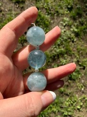 Huge Aquamarine Bead Necklace Artisan Handcrafted