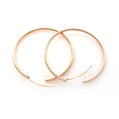 ITALY 14K Rose Gold Vermei HOOP Earrings-Rose Gold Over Solid Silver Hoops-2mm