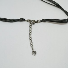 Retired Silpada Sterling Etched Shell CZ Pearls Grace Notes Necklace Adjustable