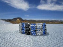 New Magnetic Wrap 36″ Light Blue & Clear Glass Beads Hematite Beads