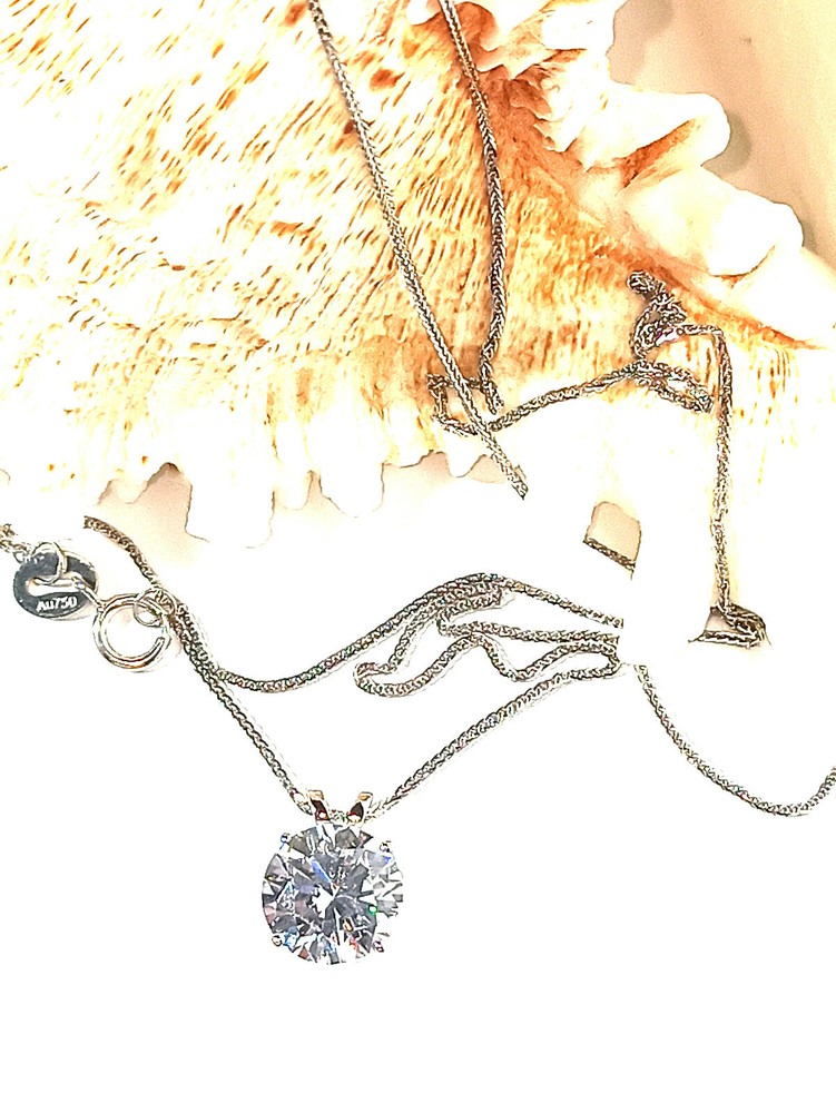 Desingr 8mm Diamond Solitaire Necklace 18k Solid Gold Anniversary gift wife 2ct