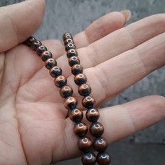 Solid Copper 6mm Navajo Desert Pearl Necklace Oxidized Beads 20-22″ Southwestern