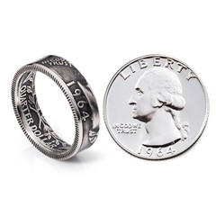 Silver Quarter Coin Ring – 1954-1964 – «Heads» – Patina Finish