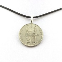 Minerals And Gemstones. Coin Necklace Sweden 1 KRONA Gustaf V