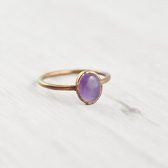 Size 7 Natural Amethyst Ring, Antique Copper, Purple Gemstone, Boho Jewelry