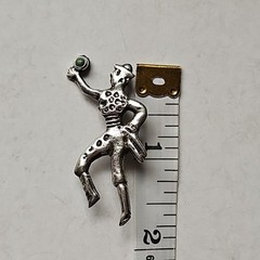 Vtg Sterling Silver Mariachi Dancer Mexico Turquoise Color Stone 1.75” Brooch