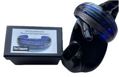 Beautiful Art Glass Bracelet Pier 1 Imports in Shimmering Blue, Green Sz 6.5”