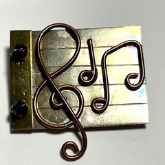 Copper Wire Musical Note Lapel Pin Brooch