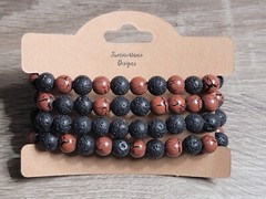 Essential Oil Diffuser Black and Copper Lava Bead Bracelet Stack 7″
