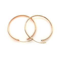 ITALY 14K Rose Gold Vermei HOOP Earrings-Rose Gold Over Solid Silver Hoops-2mm