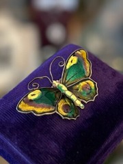 Vintage David Andersen Norway Sterling Silver & Glass Enamel Butterfly Brooch