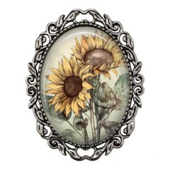 Sunflower Garden Glass Top Brooch Pin Handcrafted Nature Themed Photo Jewelry